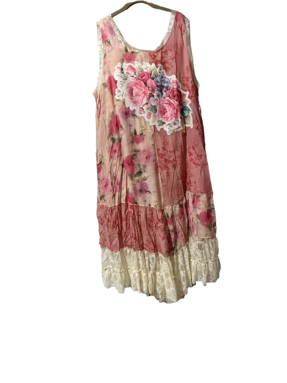 NEW Pink Floral Lace-Trim Maxi Dress — Romantic Sleeveless Gown Size 2X BRB SL - Picture 9 of 14